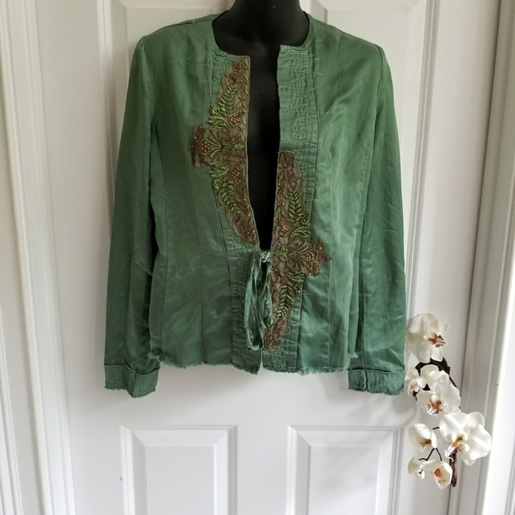SPOOL Jackets & Blazers - SPOOL BOHO CHIC SATIN JACKET EMBROIDERED